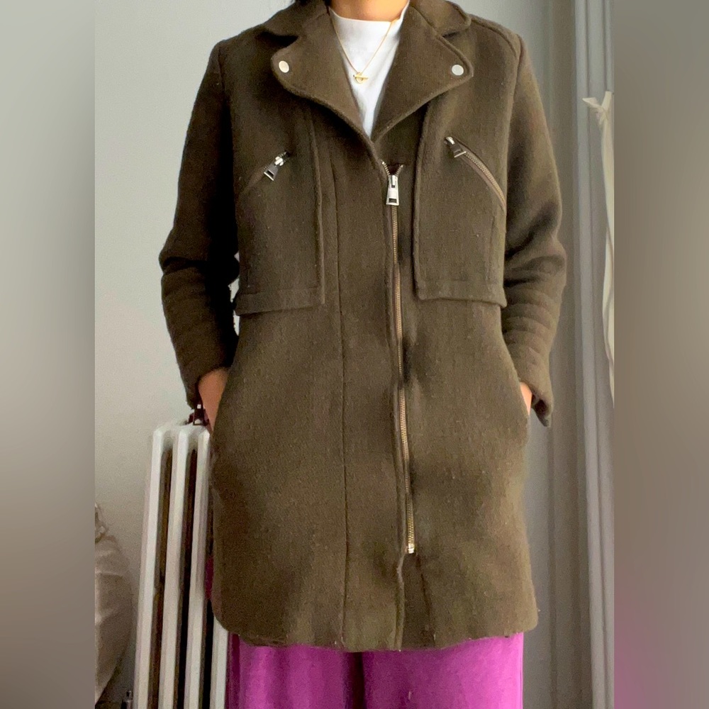 Whistles khaki green fully lined coat